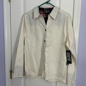NWT White shacket with plaid accent - shirt jacket
